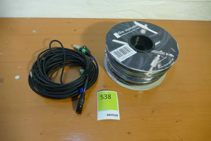 3x XLR Kabel und 100m unkonfektioniert auf Rollle